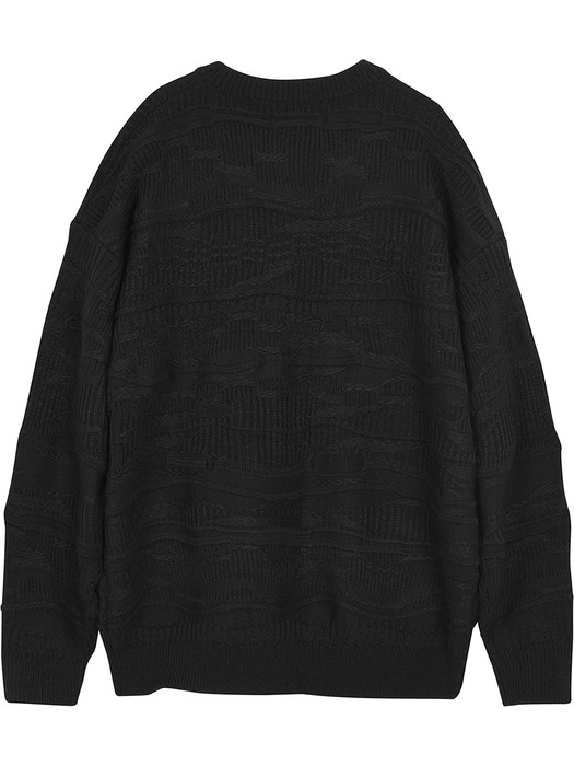 4mix over knit Sweater (FU-147_All Black Mix)