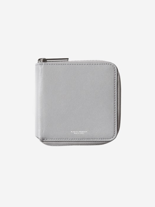 LEATHER WALLET (CEMENT GREY/SILVER)