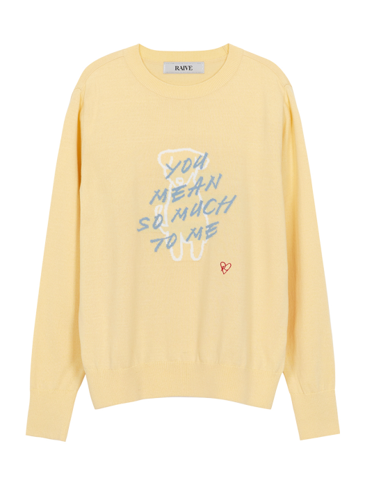 Lettering Jacquard Knit in L/Yellow_VK0AP2200