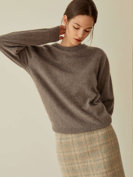 simple round fox knit[brown]
