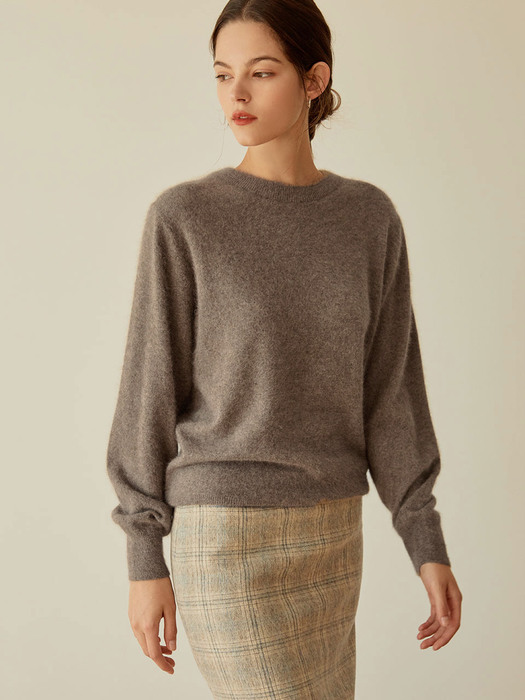simple round fox knit[brown]