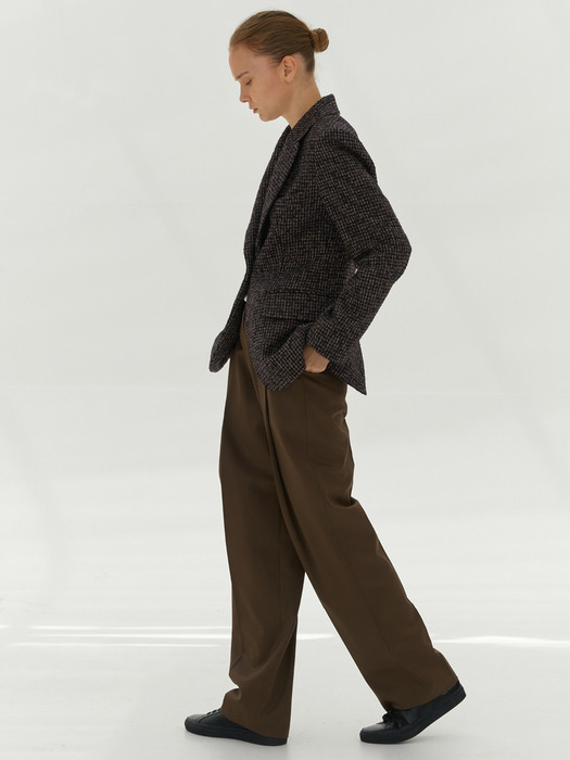 Wool Tuck Pants [Brown]