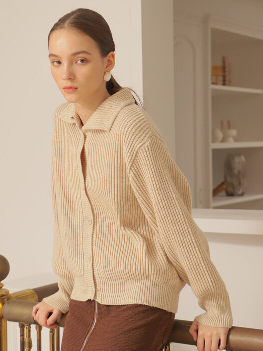 TURTLENECK CARDIGAN_OATMEAL