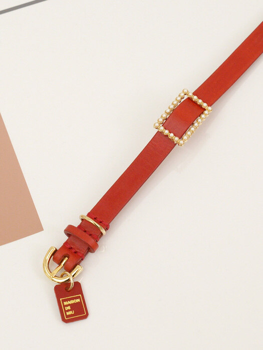 Square Pearl Collar_Red