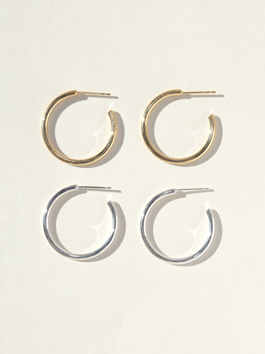 Basic Hoop Earring Medium (silver925)(2color)