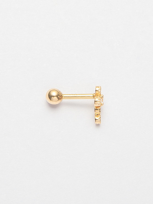 14k gold CZ cross piercing (14k 골드) (바두께1mm)
