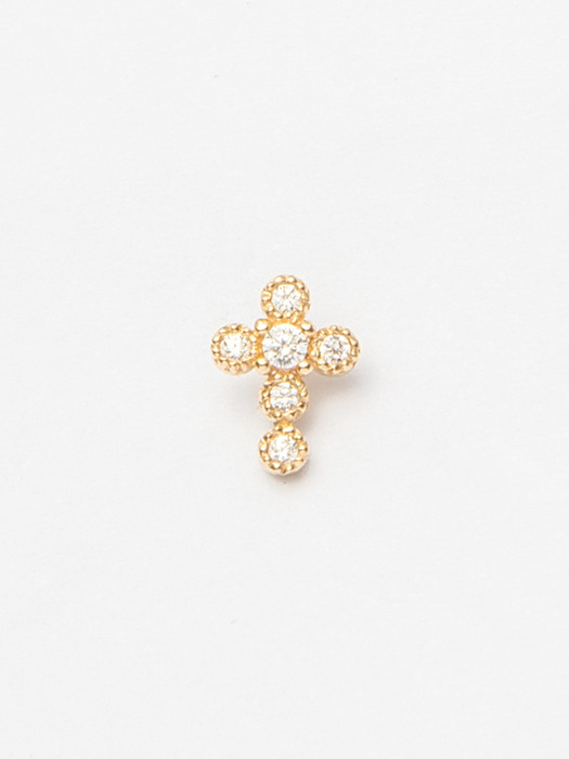 14k gold CZ cross piercing (14k 골드) (바두께1mm)