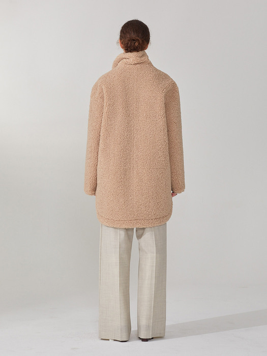 MOUTON Faux-Shearing Reversible MIDDLE Mustang Coat_Soft Beige