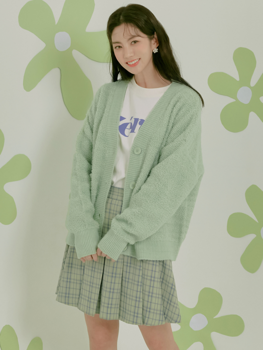 BOUCLE CARDIGAN / APPLE MINT