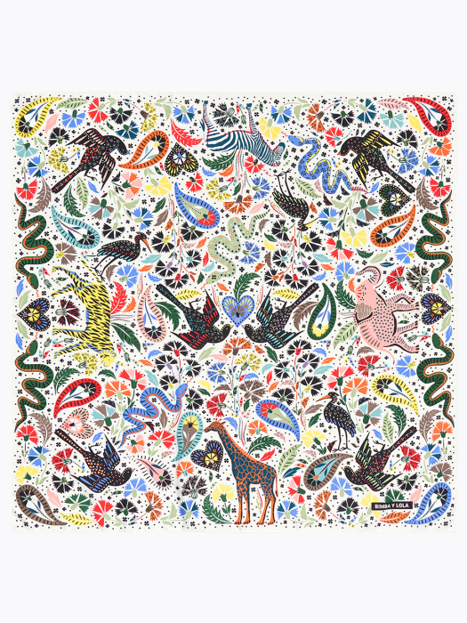 White animals paisley scarf_B215AIF007WH