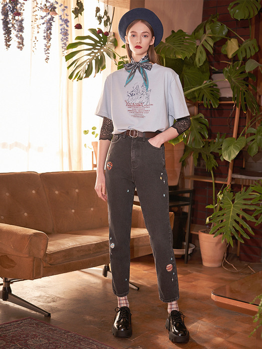 Planet Embroidered Jeans