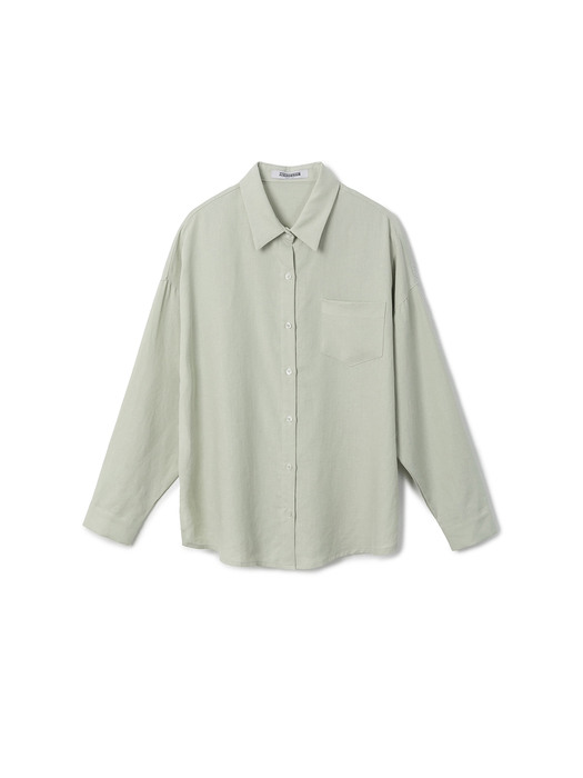 Linen Overfit Boxi Slit Shirts Mint