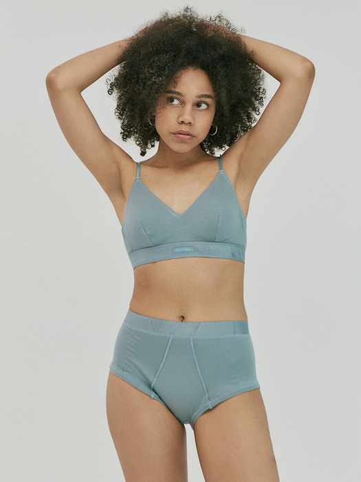 Ribbed Modal Brief & Bralette Set-up for Woman - Sky Blue