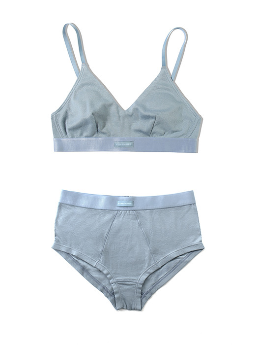 Ribbed Modal Brief & Bralette Set-up for Woman - Sky Blue