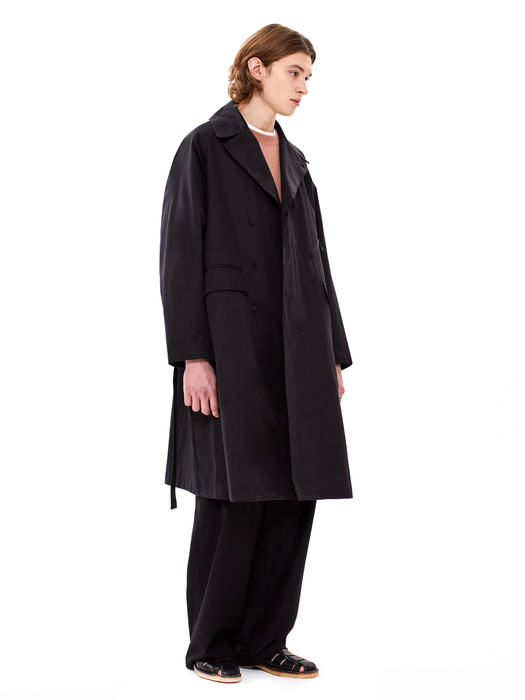 belted trench coat black