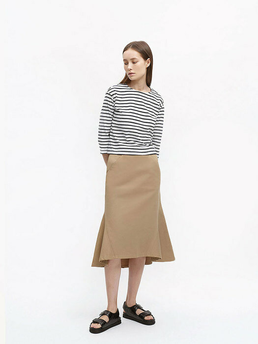 Beige Tay Cotton Flare Skirt