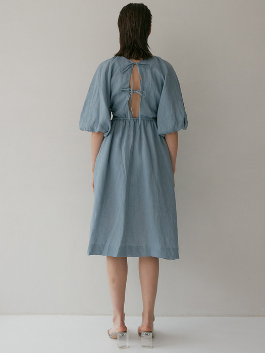 Elena Cutout Midi Dress (Dusty Blue)