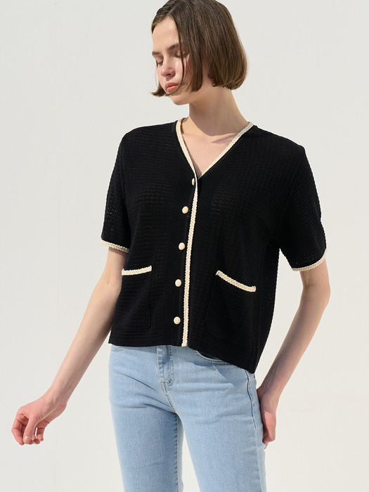 monts 1288 binding short-sleeved knitwear (black)
