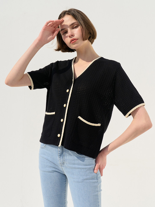 monts 1288 binding short-sleeved knitwear (black)