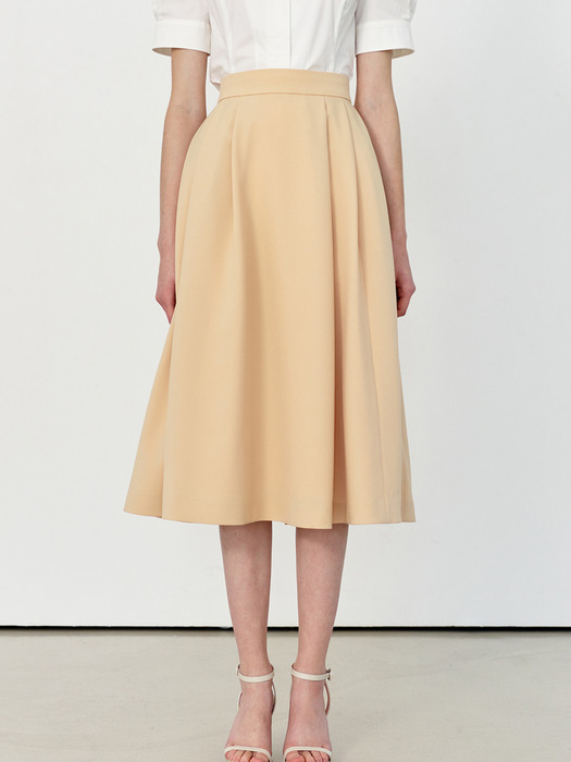 [미전시]FLEUR Waist Tuck detail voluminous skirt (Butter)