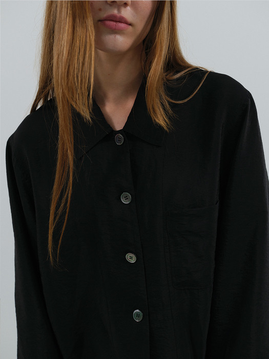 silky shirt jacket (black) 