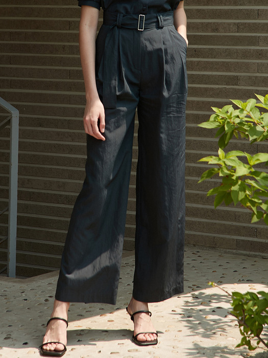 amr1282 washed wide slacks (charcoal)