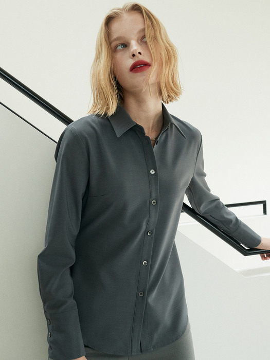 OU697 slim span shirts (charcoal)