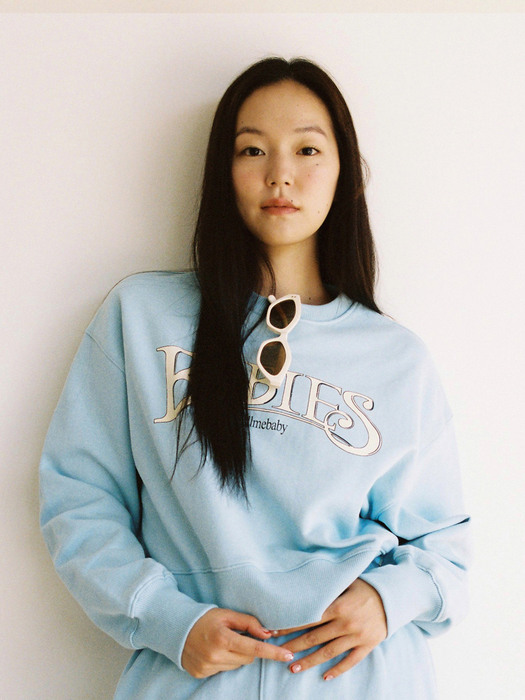 Babies Logo Cropped Sweatshirts (Sky Blue)