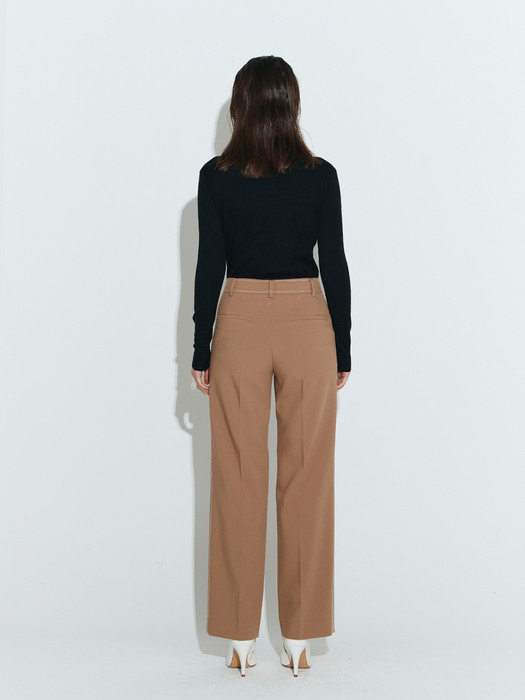 Stitched straight trouser [Brown]