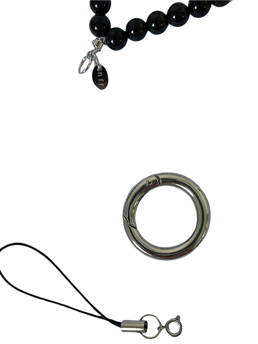 gemstone key ring&phone strap_white