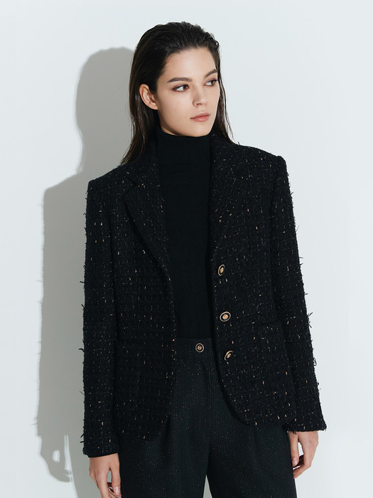 3 Button Single Tailored Jacket [Black Gold]