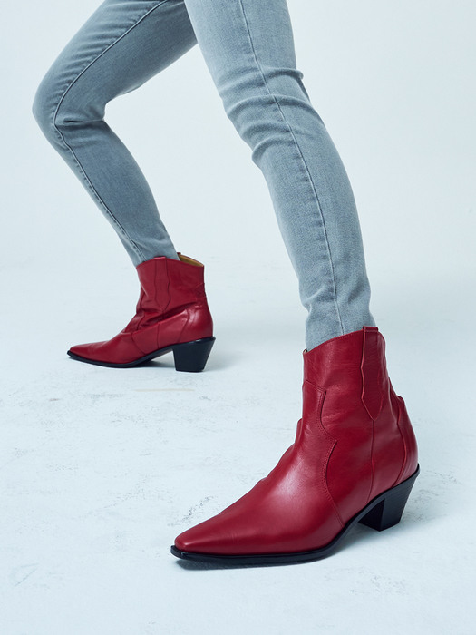 Enty western ankle boots(Red)