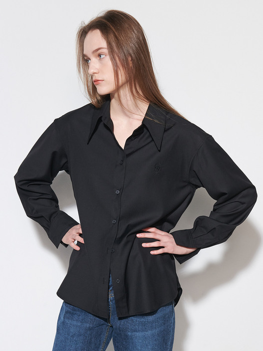 Windsor collar blouse - Black