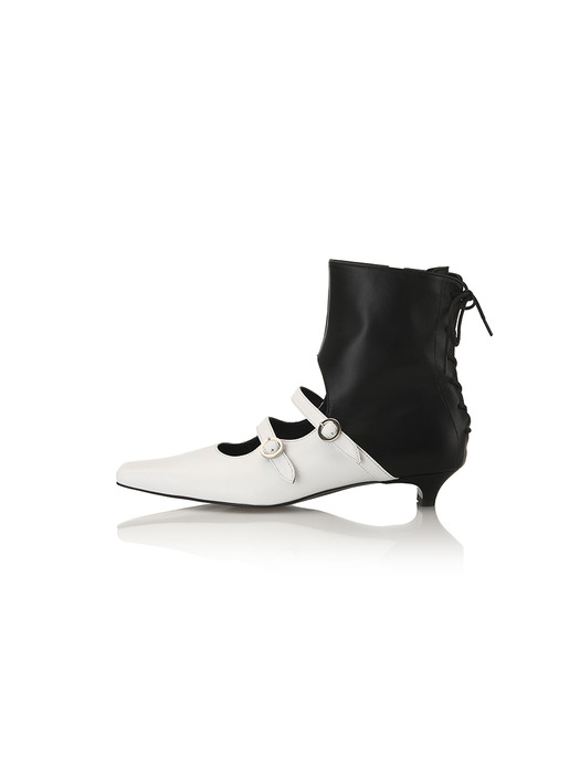 Valentina Mary-Jane Ankle Loafers / Y.08-B24 / WHITE+BLACK