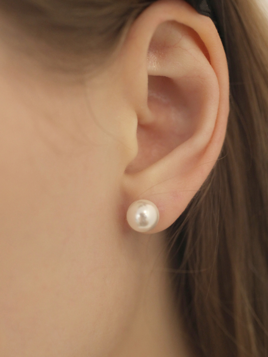 [SLIVER925] LV010 8mm Simple pearl earrings
