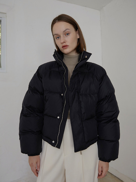 Down Cropped Puffer Jacket Black