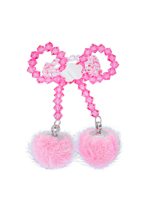 Snow Ribbon Beads Ring (Fuchsia Pink)