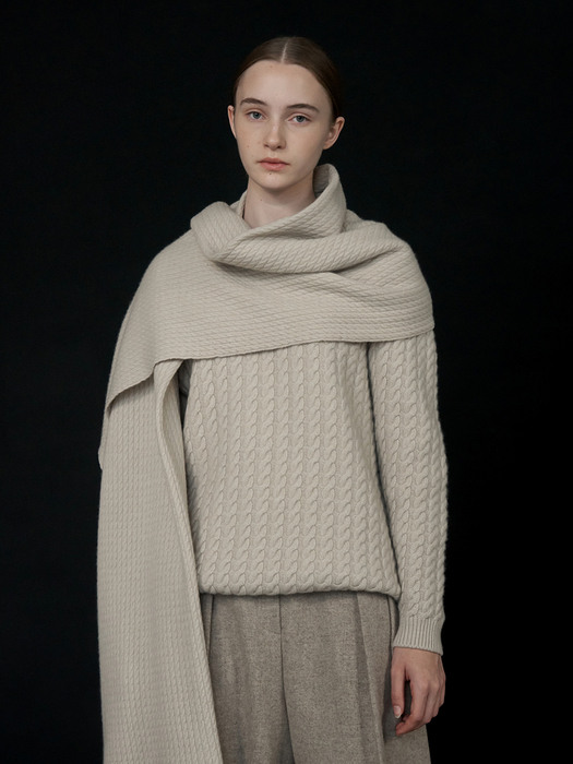 CASHMERE BLEND CABLE KNIT MUFFLER