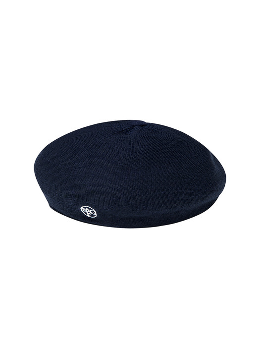 EMBROIDERY KNIT BERET navy
