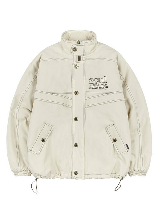 Contrast Stitch Work Jacket Cream