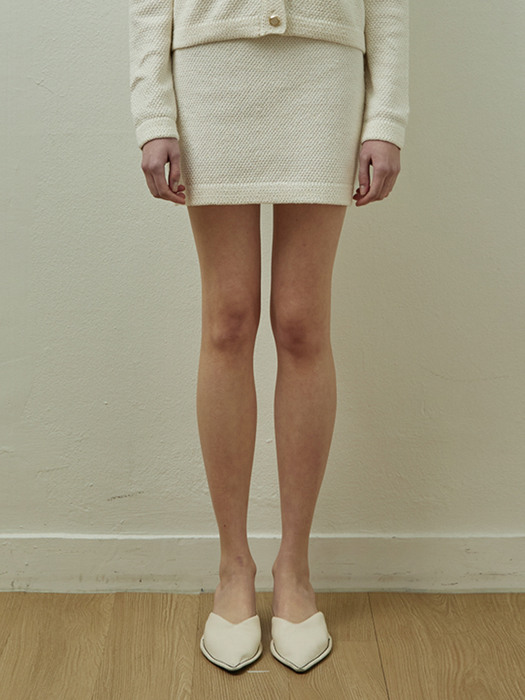 Tweed mini knit skirt_IVORY