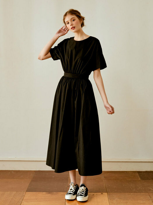 Soft cotton long dress (black)