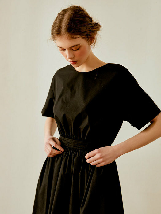 Soft cotton long dress (black)