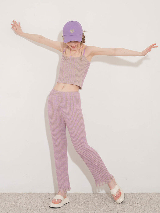 DAMAGED KNIT PANTS_LAVENDER