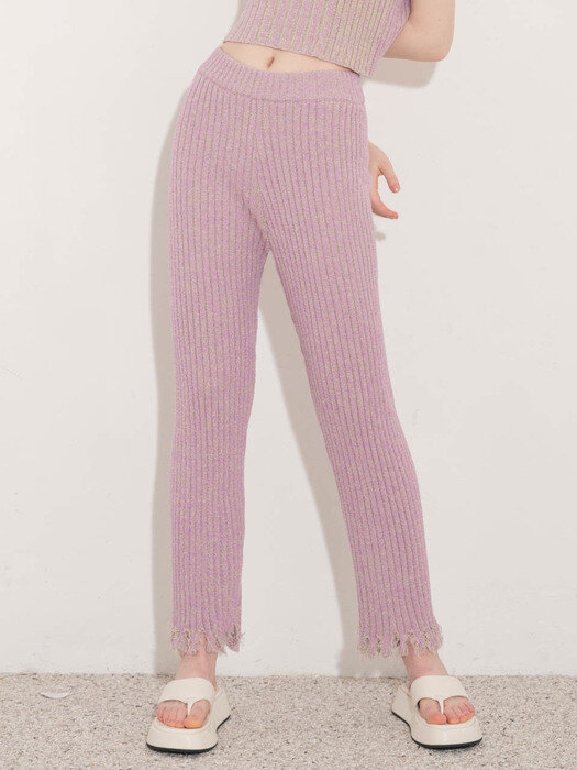 DAMAGED KNIT PANTS_LAVENDER