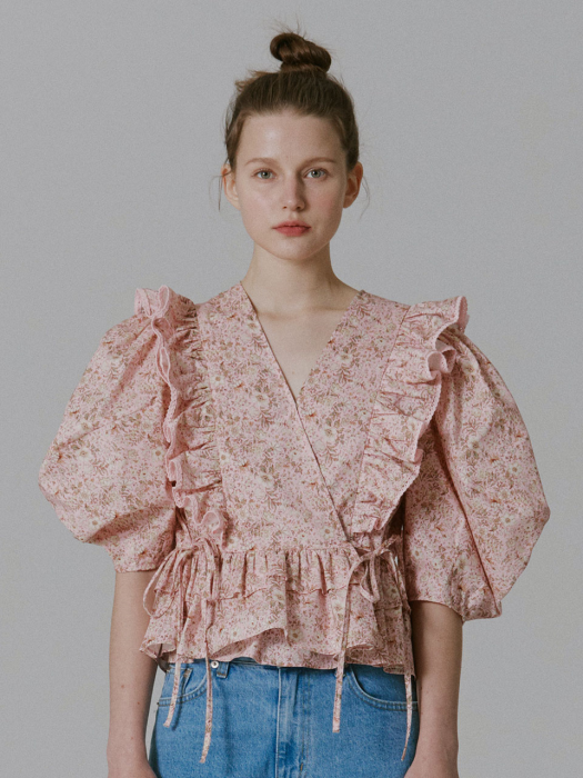 Rocha Lace Ruffled Blouse_Flower Pink