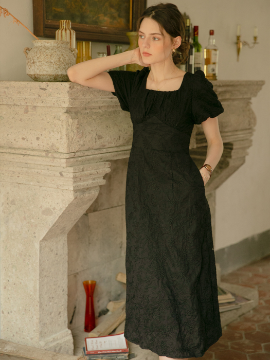 IRINA puff sleeve dress_black