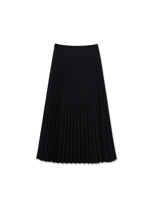 Women Pleats Maxi Skirt_Black