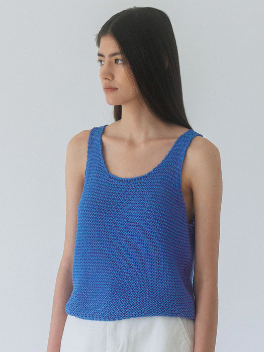 Paper Sleeveless Knit Top (Blue)