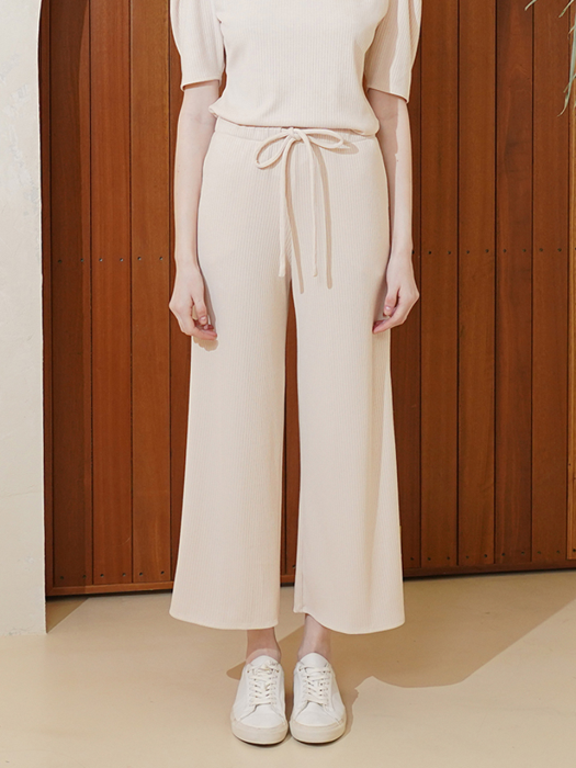 Rayon-blend wide pants(ivory)